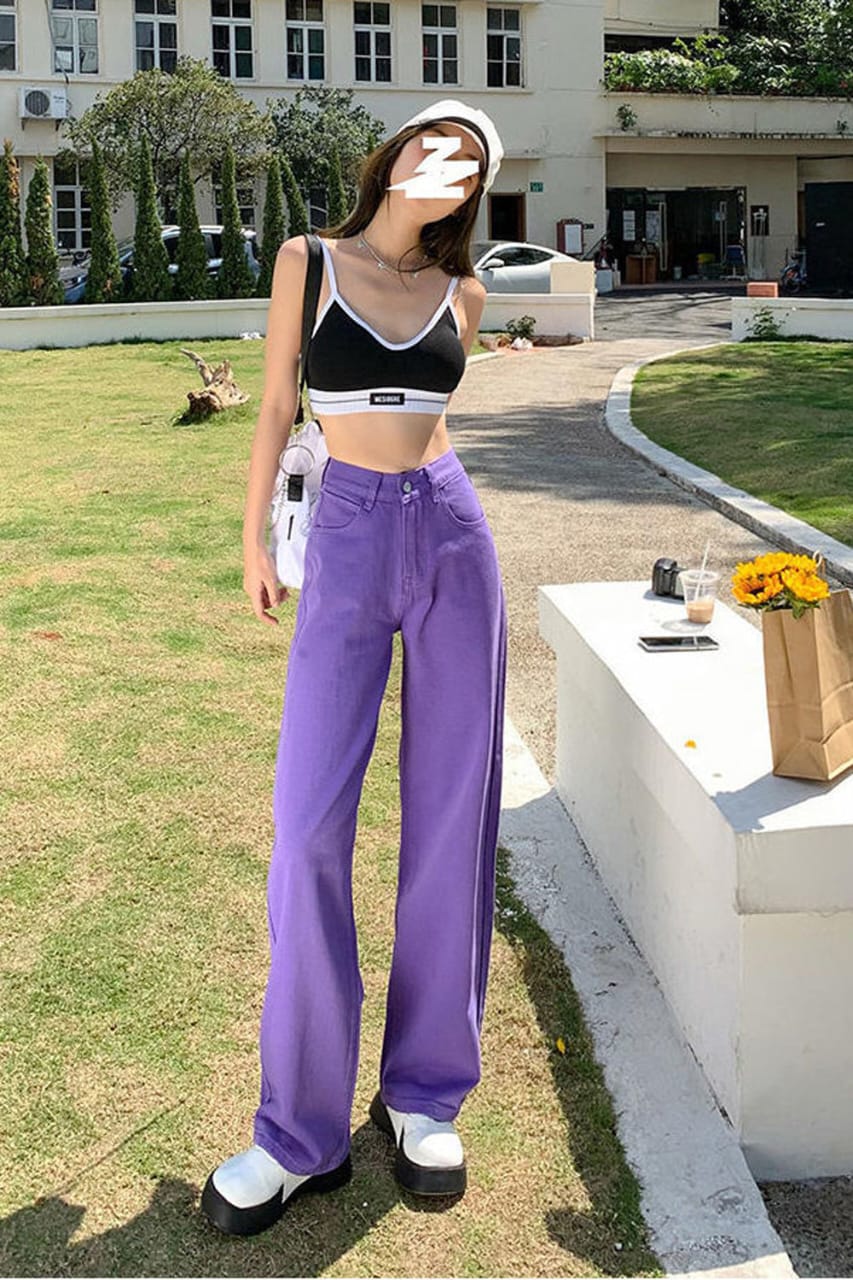 Lavender Belbottom Denim Wide Leg Jeans Catalog
